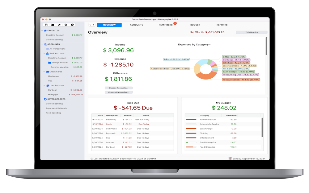 Moneyspire Desktop Personal Finance Software Screenshot