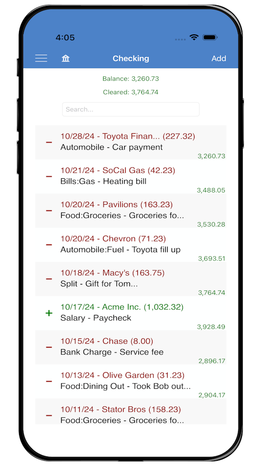 Moneyspire Mobile Personal Finance Software Screenshot